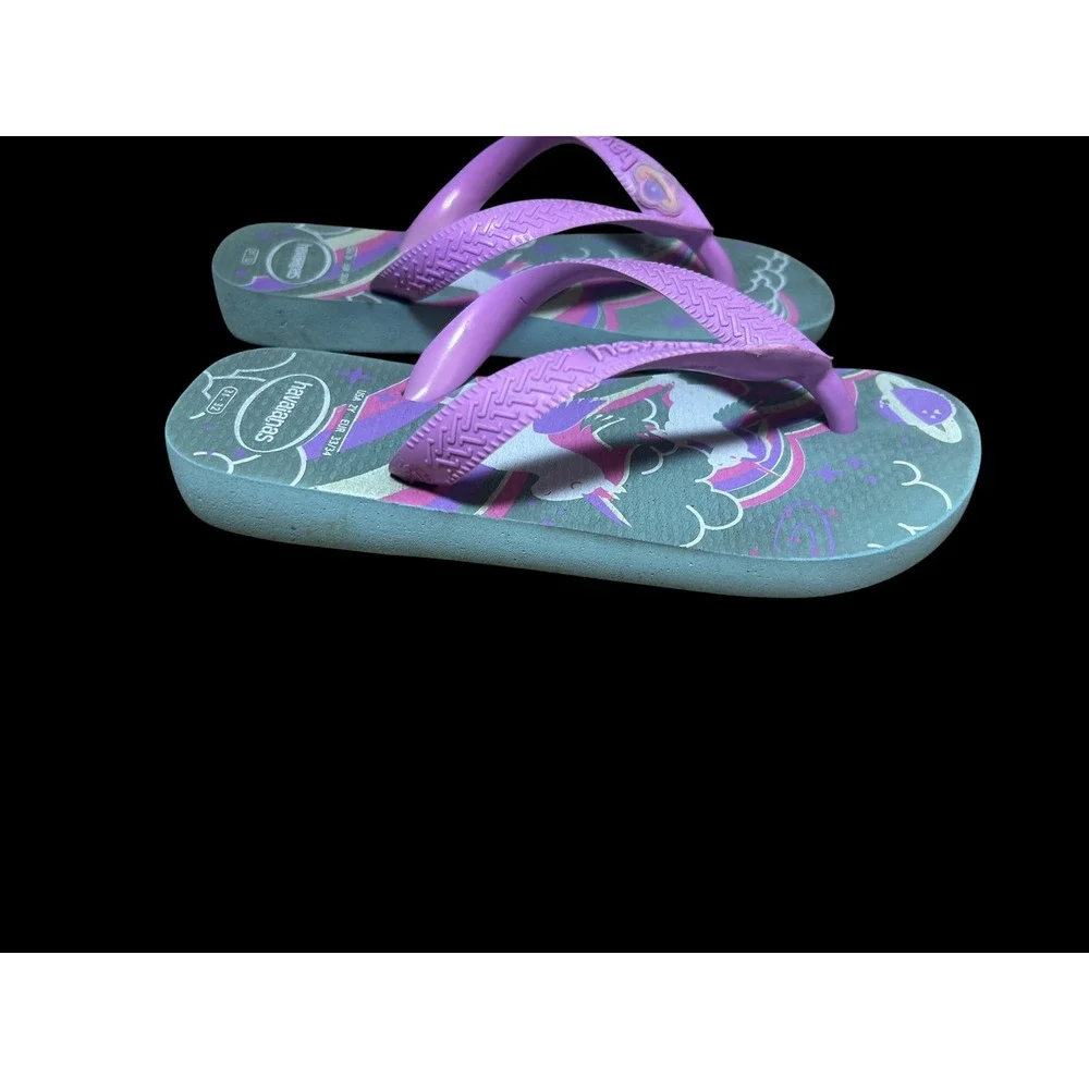 Havaianas Kids Unicorn Space Flip Flops Purple Blue Sandals Size 2Y EUR 33/34
